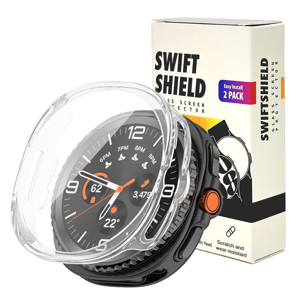 Samsung Galaxy Watch 8 Classic 46mm Case by SwiftShield (2 Pack - Black + Clear)