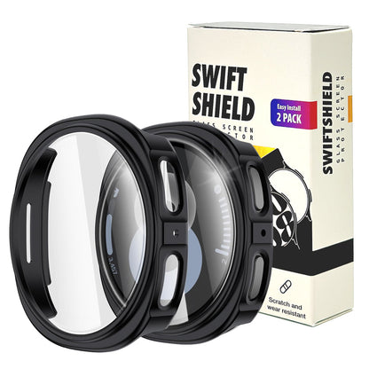 Samsung Galaxy Watch 9 40mm Case with Glass Screen Protector by SwiftShield (2 Pack - Black)