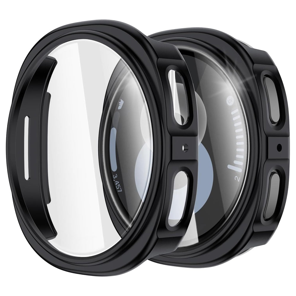 Samsung Galaxy Watch 9 40mm Case with Glass Screen Protector by SwiftShield (2 Pack - Black + Clear)