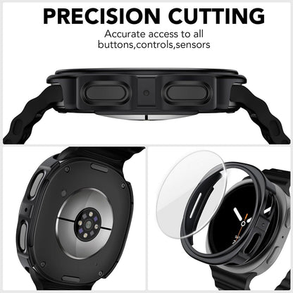 Samsung Galaxy Watch 9 44mm Case with Glass Screen Protector by SwiftShield (2 Pack - Clear)