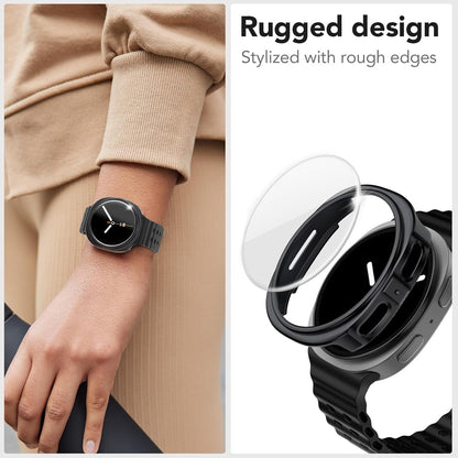 Samsung Galaxy Watch 8 44mm Case with Glass Screen Protector by SwiftShield (2 Pack - Black)