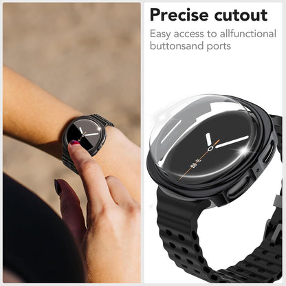 Samsung Galaxy Watch 9 44mm Case with Glass Screen Protector by SwiftShield (2 Pack - Black)