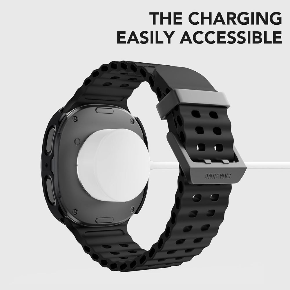 Samsung Galaxy Watch 9 44mm Case with Glass Screen Protector by SwiftShield (2 Pack - Black + Clear)