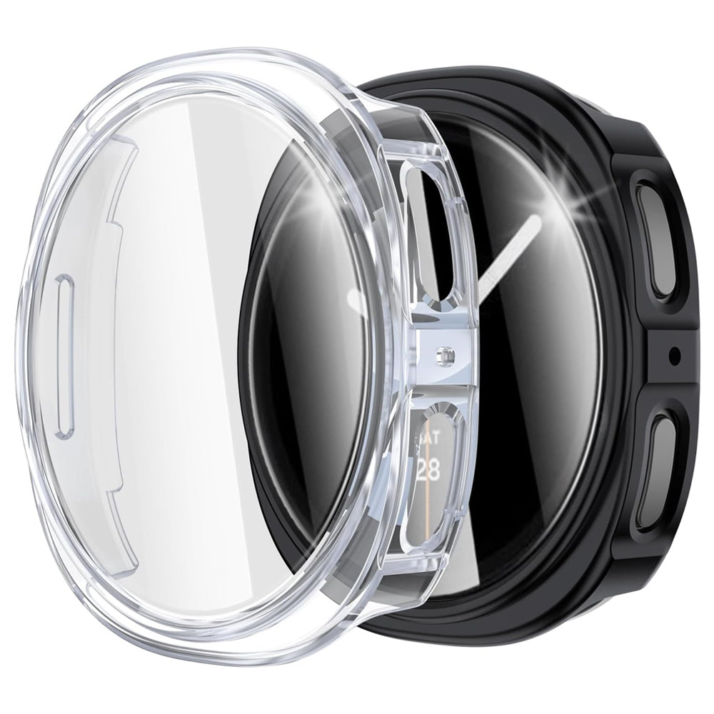 Samsung Galaxy Watch 9 44mm Case with Glass Screen Protector by SwiftShield (2 Pack - Clear)