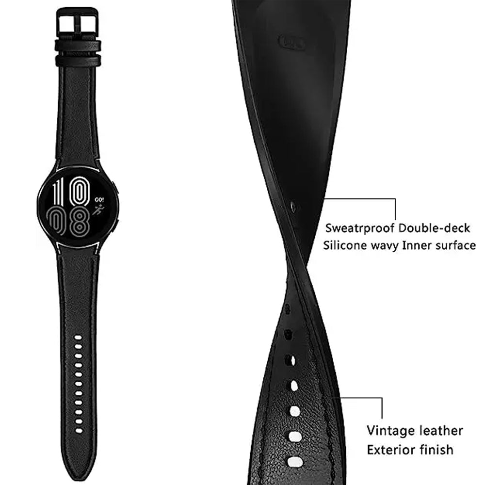 Leather Hybrid No Gap Strap for Samsung Galaxy Watch 7 44mm