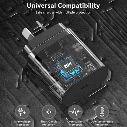 Fast Charger USB-C Metal Dock With 25W Wall Charger for Samsung Galaxy Watch FE