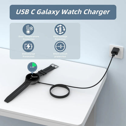Fast Charger USB-C Metal Dock With 25W Wall Charger for Samsung Galaxy Watch FE