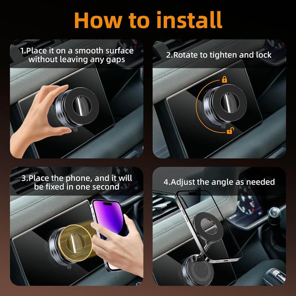 Magnetic Car Phone Holder with Strong Suction & 360° Rotation – Dashboard & Windshield Mount