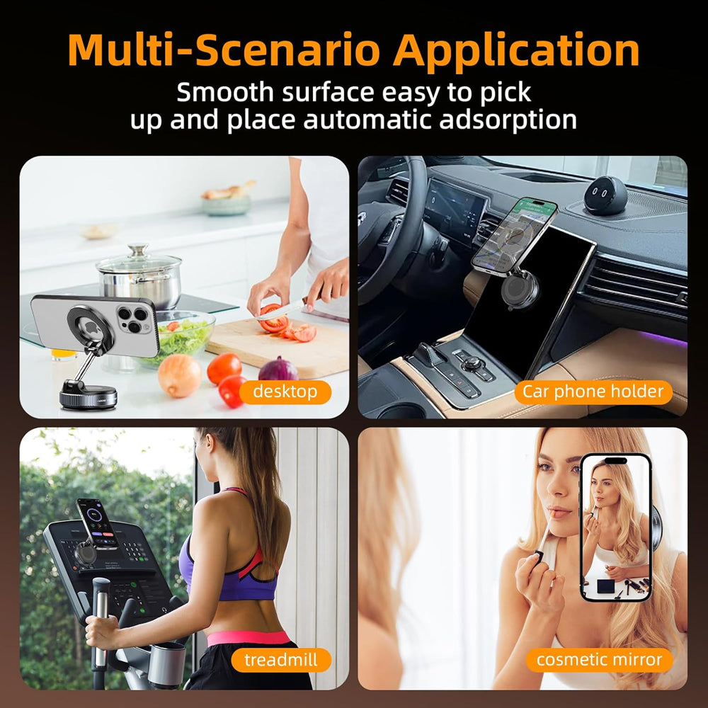 Magnetic Car Phone Holder with Strong Suction & 360° Rotation – Dashboard & Windshield Mount