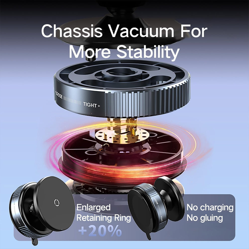 Foldable Magnetic Car Phone Holder with Strong Vacuum Suction – 360° Rotatable Magsafe Compatible