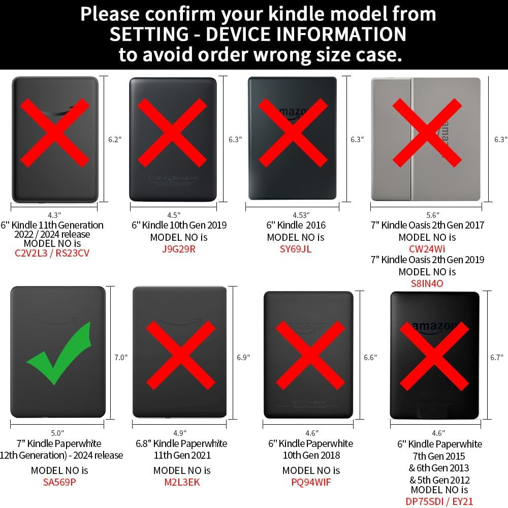 Clear Bumper Case for Kindle Paperwhite 12th Gen 7" (2024)