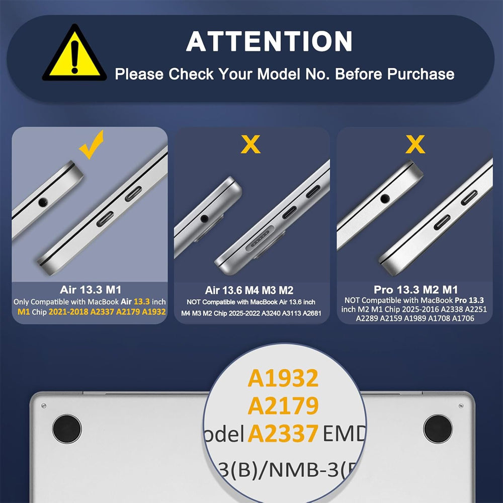 Grey Hard Case for Macbook Air 13.3" (2018 - 2021)