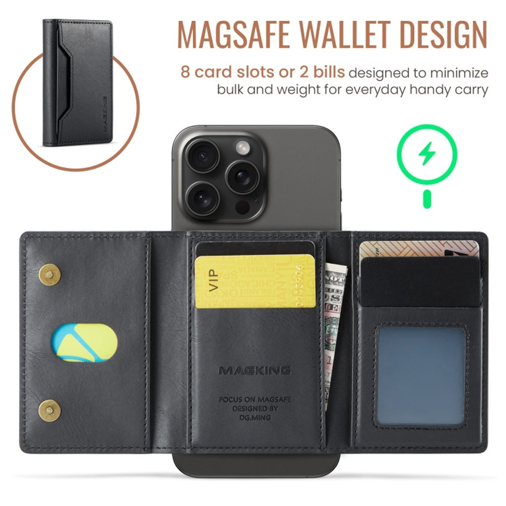 MagSafe Compatible Magnetic Leather Wallet Card Holder for iPhone