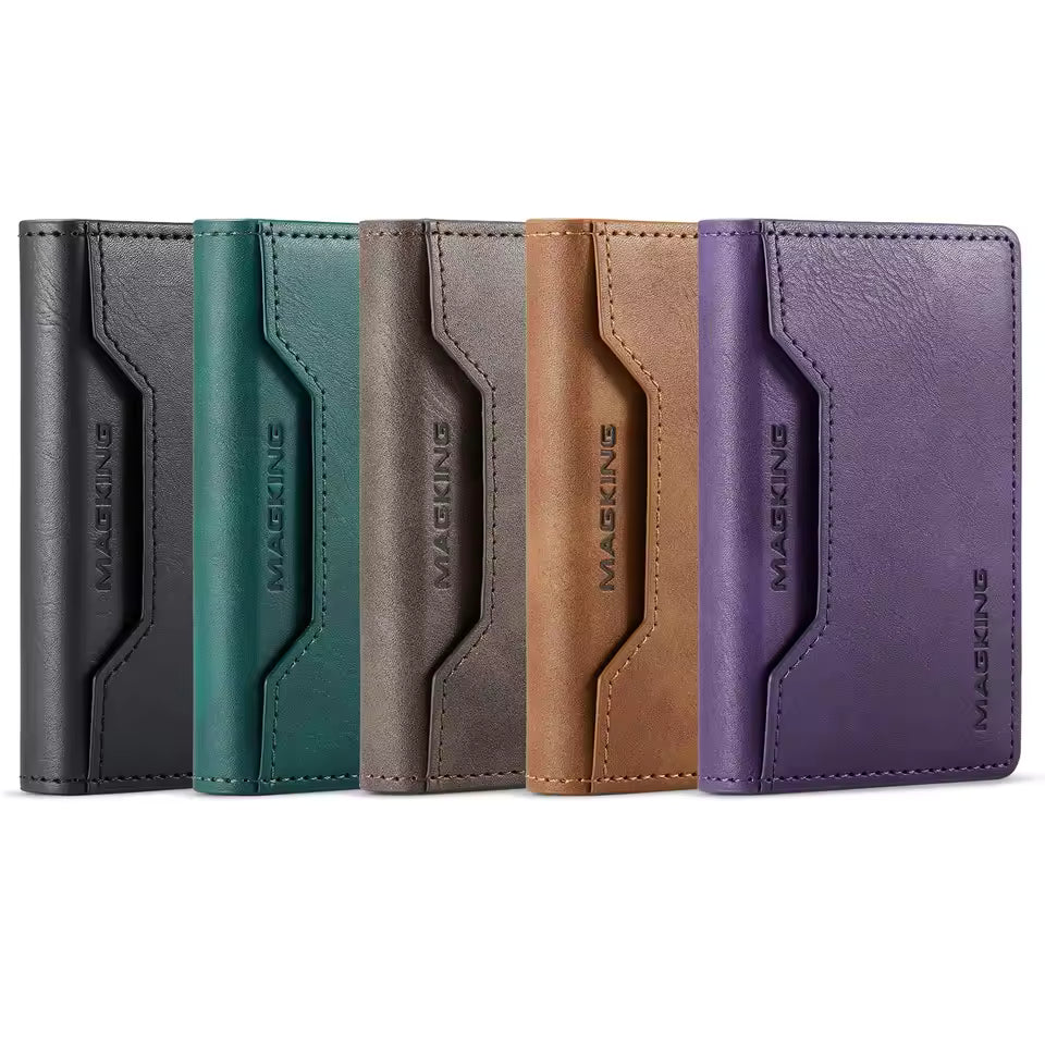 MagSafe Compatible Magnetic Leather Wallet Card Holder for iPhone