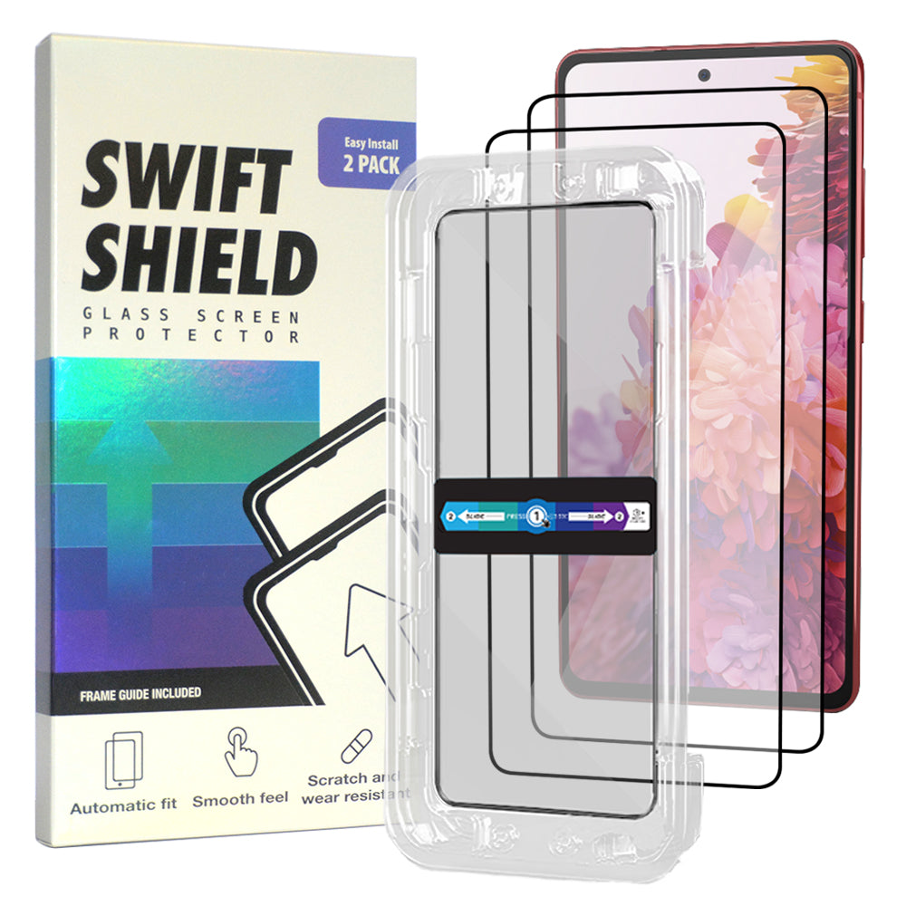 Samsung Galaxy S20 FE Tempered Glass Screen Protector [2-Pack] with Easy Alignment Frame – Clear, Premium by SwiftShield