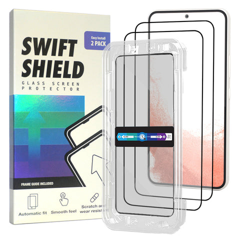 Samsung Galaxy S22 Clear Premium Tempered Glass Screen Protector Alignment Kit by SwiftShield [2-Pack]
