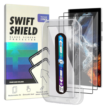 Samsung Galaxy S22 Ultra Tempered Glass Screen Protector [2-Pack] with Easy Alignment Frame – Clear, Premium by SwiftShield