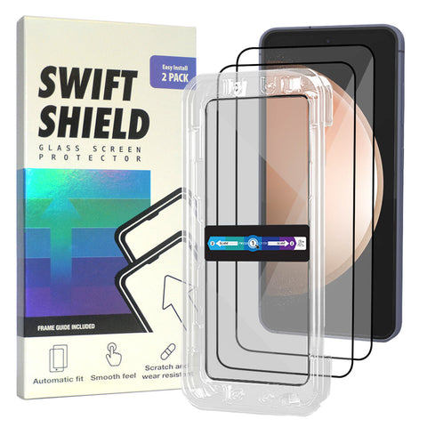 Samsung Galaxy S23 FE Clear Premium Tempered Glass Screen Protector Alignment Kit by SwiftShield [2-Pack]