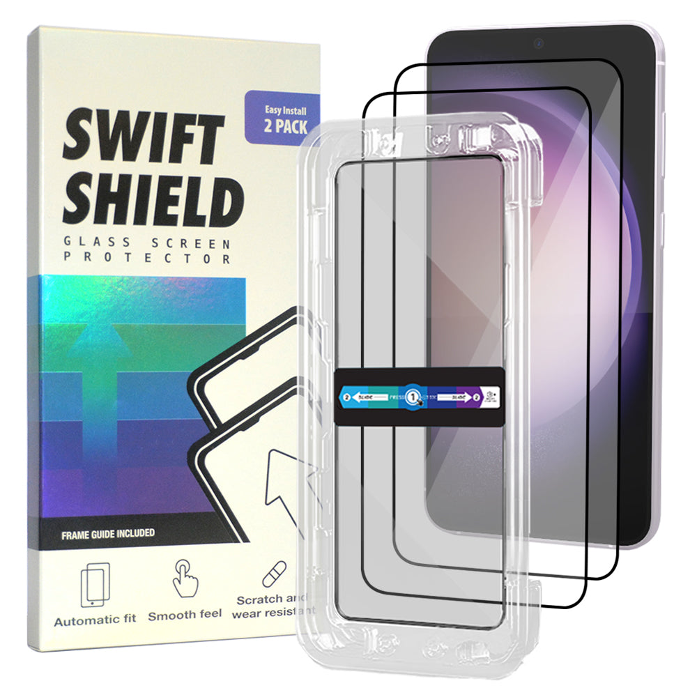 Samsung Galaxy S23 Tempered Glass Screen Protector [2-Pack] with Easy Alignment Frame – Clear, Premium by SwiftShield