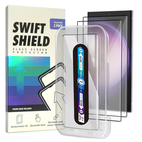 Samsung Galaxy S23 Ultra Clear Premium Tempered Glass Screen Protector Alignment Kit by SwiftShield [2-Pack]
