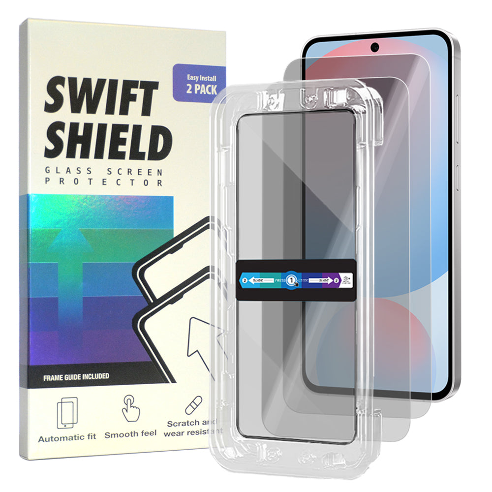 Samsung Galaxy S24 FE Tempered Glass Screen Protector [2-Pack] with Easy Alignment Frame – Privacy, Premium by SwiftShield