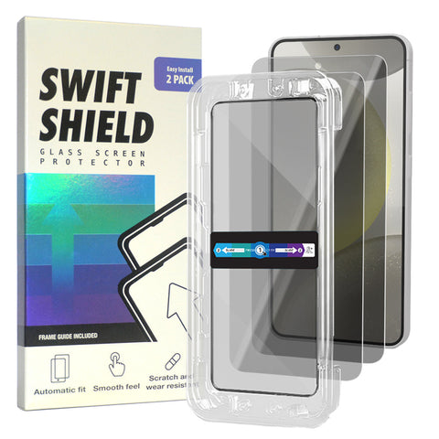 Samsung Galaxy S24 Plus Privacy Tempered Glass Screen Protector Alignment Kit by SwiftShield [2-Pack]