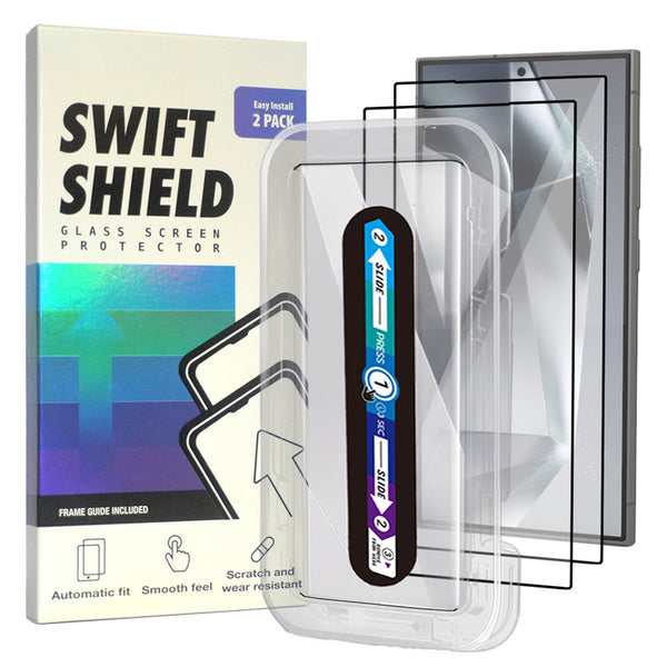 Samsung Galaxy S24 Ultra Clear Premium Tempered Glass Screen Protector Alignment Kit by SwiftShield [2-Pack]