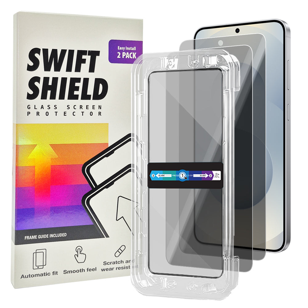 Samsung Galaxy S25 Plus Tempered Glass Screen Protector [2-Pack] with Easy Alignment Frame – Privacy, Premium by SwiftShield