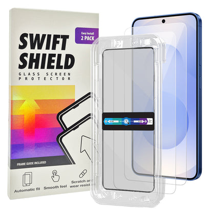 Samsung Galaxy S25 Tempered Glass Screen Protector [2-Pack] with Easy Alignment Frame – Clear, Premium by SwiftShield
