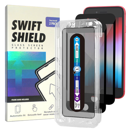 iPhone SE Tempered Glass Screen Protector [2-Pack] with Easy Alignment Frame – Matte Anti-Glare, Premium by SwiftShield