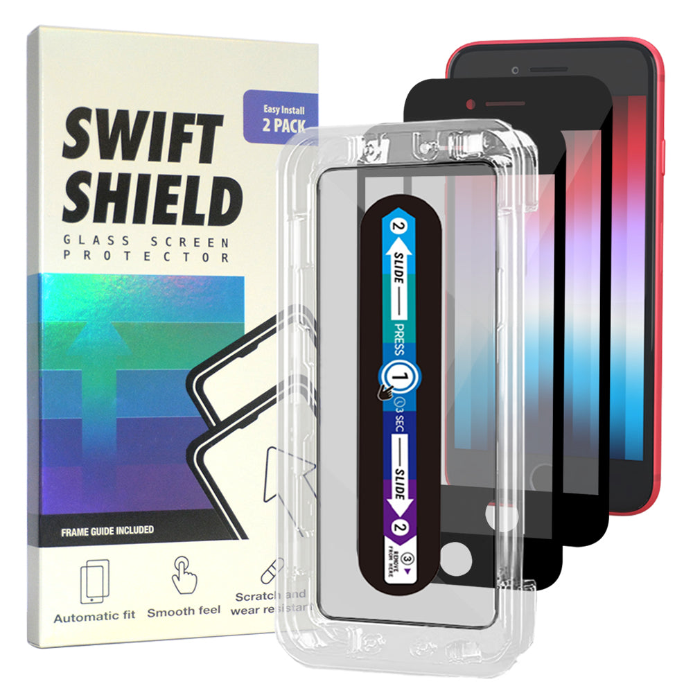 iPhone SE Tempered Glass Screen Protector [2-Pack] with Easy Alignment Frame – Clear, Premium by SwiftShield