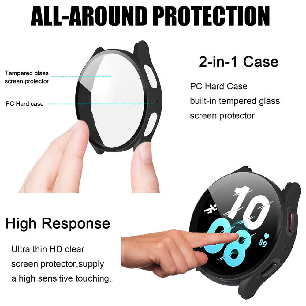 Samsung Galaxy Watch FE 40mm Case with Glass Screen Protector by SwiftShield (2 Pack - Black)