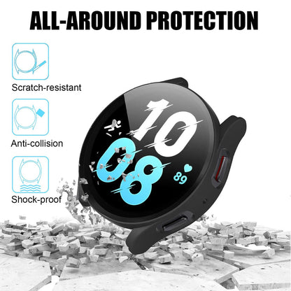 Samsung Galaxy Watch 5 44mm Case with Glass Screen Protector by SwiftShield (2 Pack - Black)