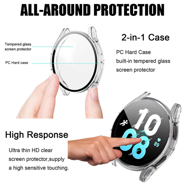 Samsung Galaxy Watch 5 40mm Case with Glass Screen Protector by SwiftShield (2 Pack - Black + Clear)