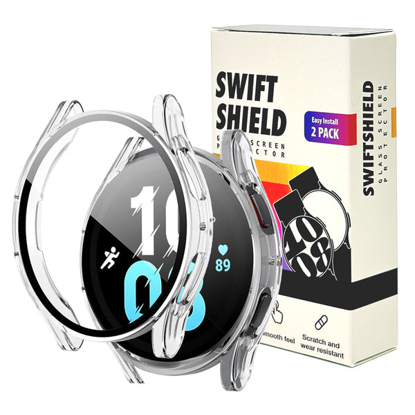 Samsung Galaxy Watch 5 40mm Case with Glass Screen Protector by SwiftShield (2 Pack - Clear)