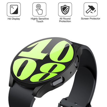 Samsung Galaxy Watch 6 44mm Case with Glass Screen Protector by SwiftShield (2 Pack - Black + Clear)