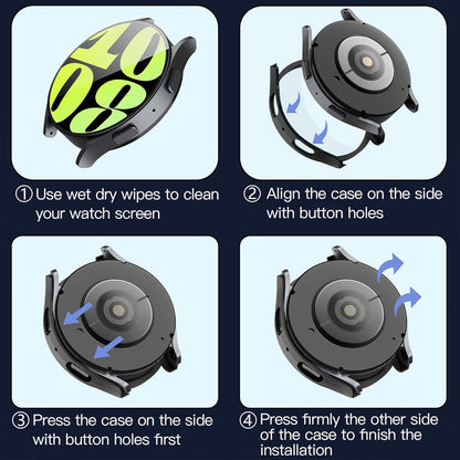 Samsung Galaxy Watch 6 40mm Case with Glass Screen Protector by SwiftShield (2 Pack - Black + Clear)