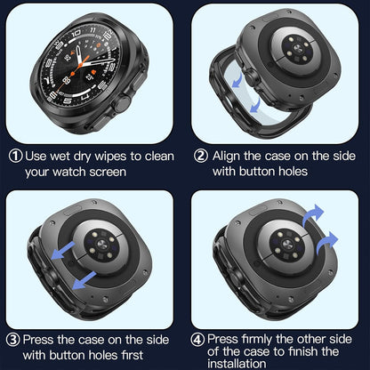 Samsung Galaxy Watch Ultra (2025) 47mm Case with Glass Screen Protector by SwiftShield (2 Pack - Black)