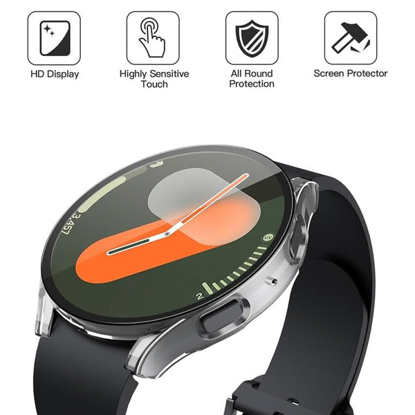 Samsung Galaxy Watch 7 40mm Case with Glass Screen Protector by SwiftShield (2 Pack - Clear)