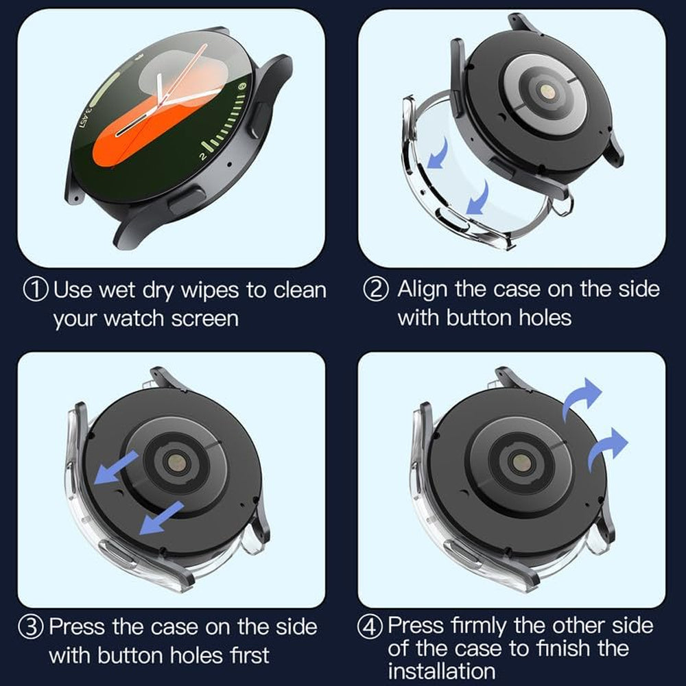 Samsung Galaxy Watch 7 40mm Case with Glass Screen Protector by SwiftShield (2 Pack - Clear)