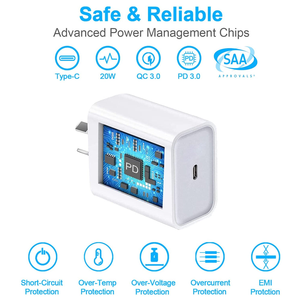 20W Fast Wall Charger iPhone Fast Charger Combo