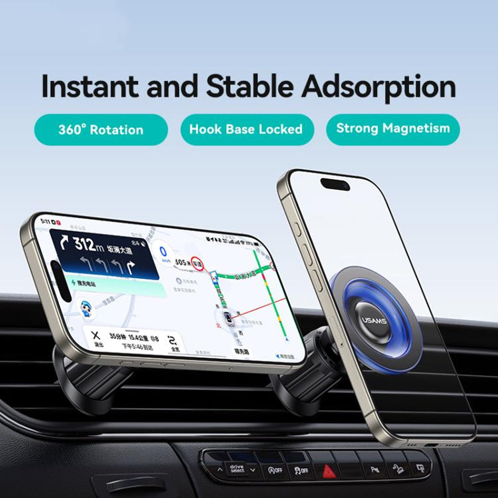 Magsafe Compatible Car Phone Holder Vent Mount 360° Adjustable Strong Grip - USAMS