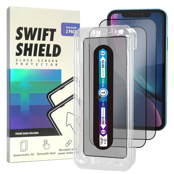 iPhone XR Matte Anti-Glare Premium Tempered Glass Screen Protector Alignment Kit by SwiftShield [2-Pack]