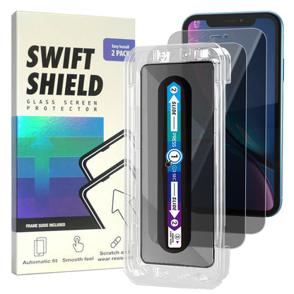 iPhone XR Privacy Premium Tempered Glass Screen Protector Alignment Kit by SwiftShield [2-Pack]