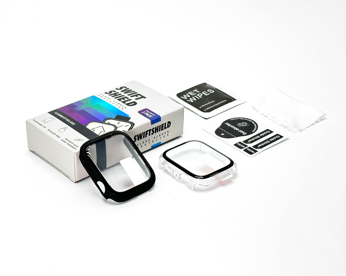 Apple Watch SE Series 3 40mm Case with Glass Screen Protector by SwiftShield (2 Pack - Black)
