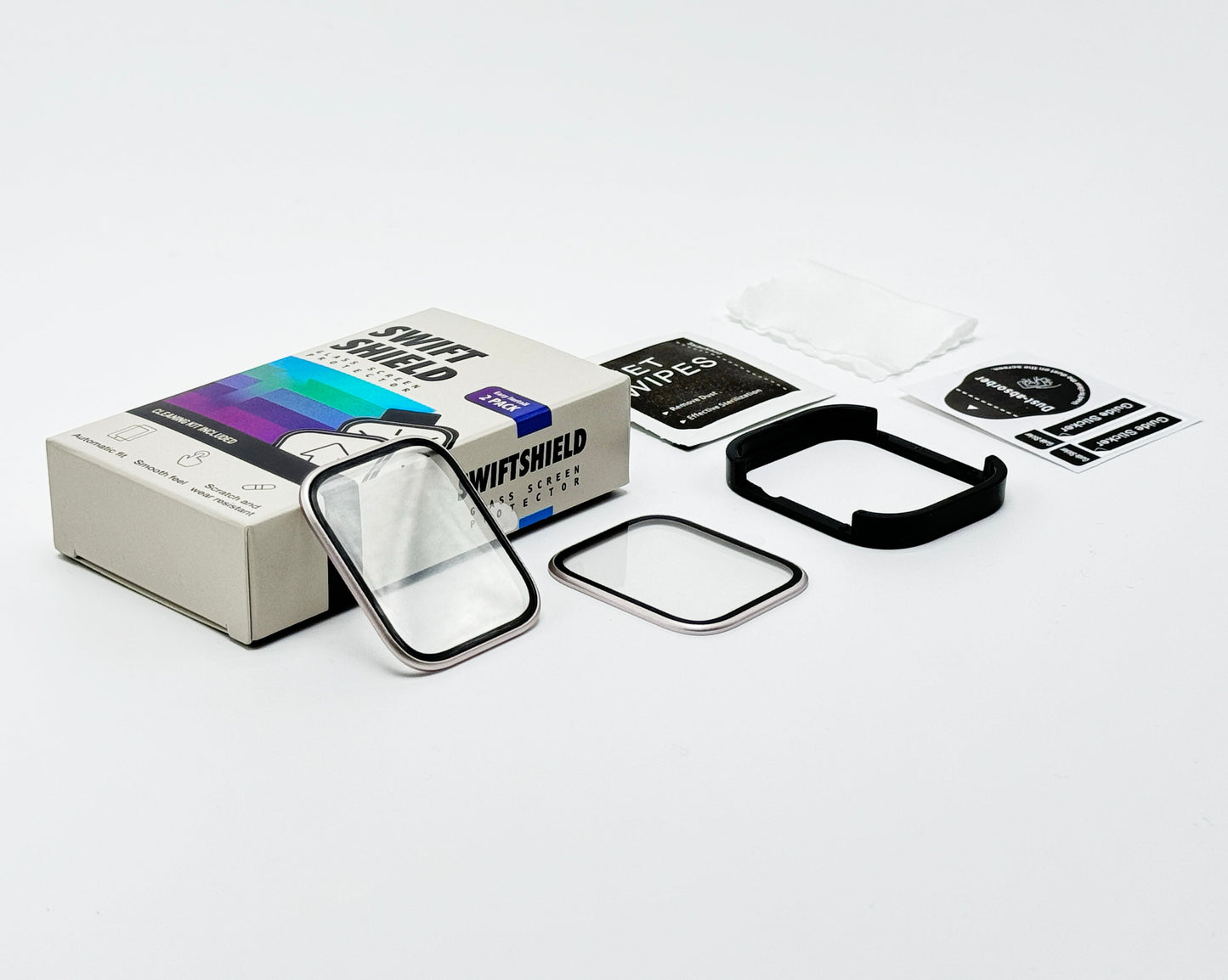 Apple Watch SE Series 3 40mm Glass Screen Protector Alignment Kit by SwiftShield (2 Pack - Silver)