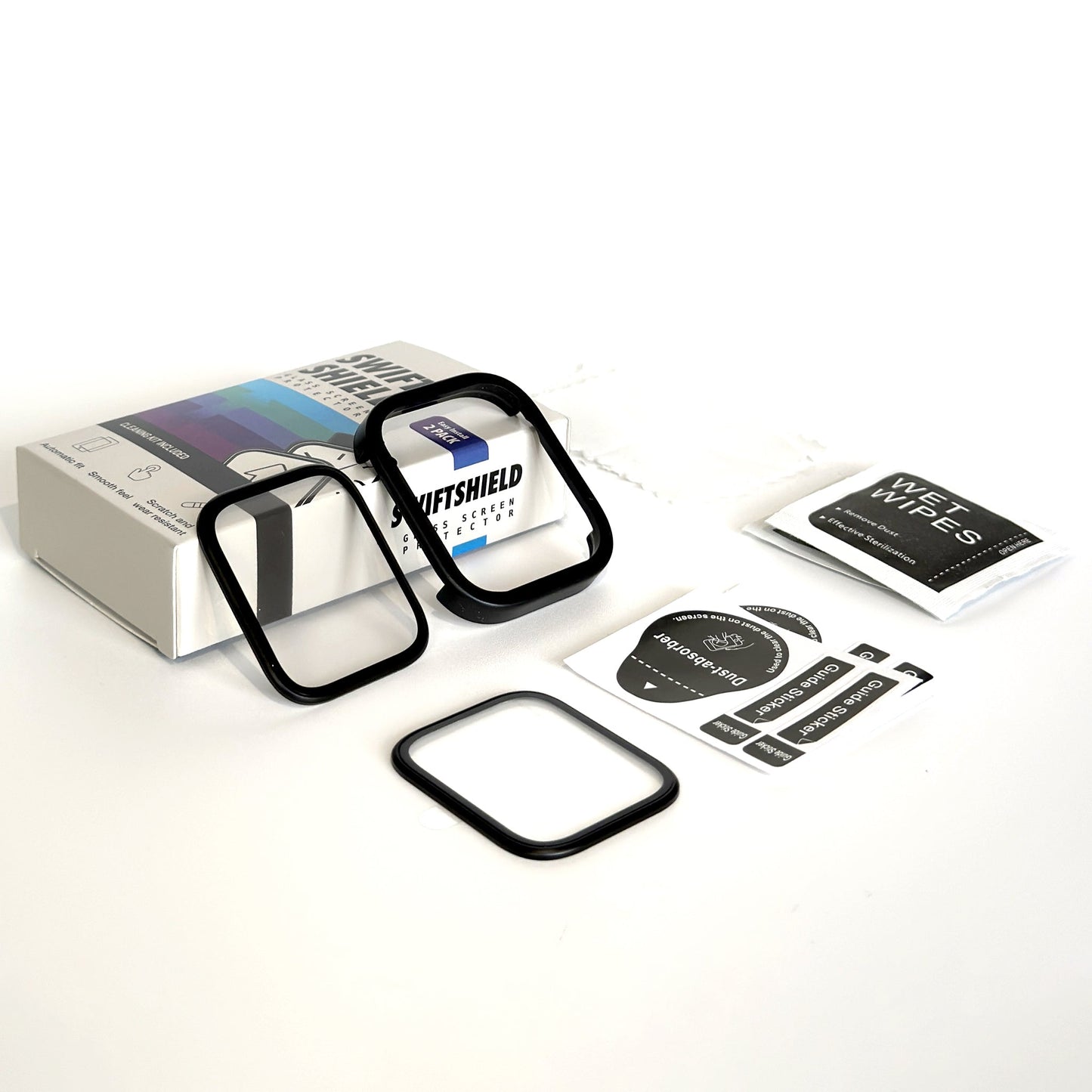 Apple Watch SE Series 2 40mm Glass Screen Protector Alignment Kit by SwiftShield (2 Pack - Black)