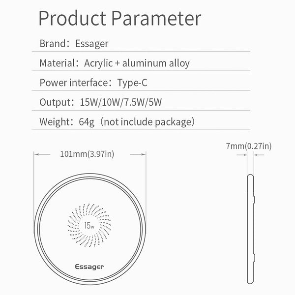 Essager Fast Wireless Charger - 15W