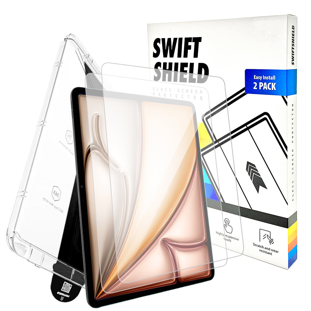 iPad Air 13" M2 Tempered Glass Screen Protector [2-Pack] with Easy Alignment Frame – Clear, Premium by SwiftShield