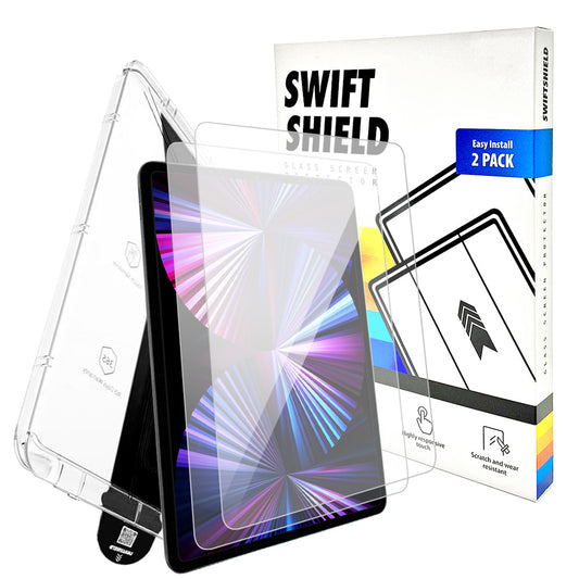 iPad Pro 11" Clear Premium Tempered Glass Screen Protector Alignment Kit by SwiftShield [2-Pack]